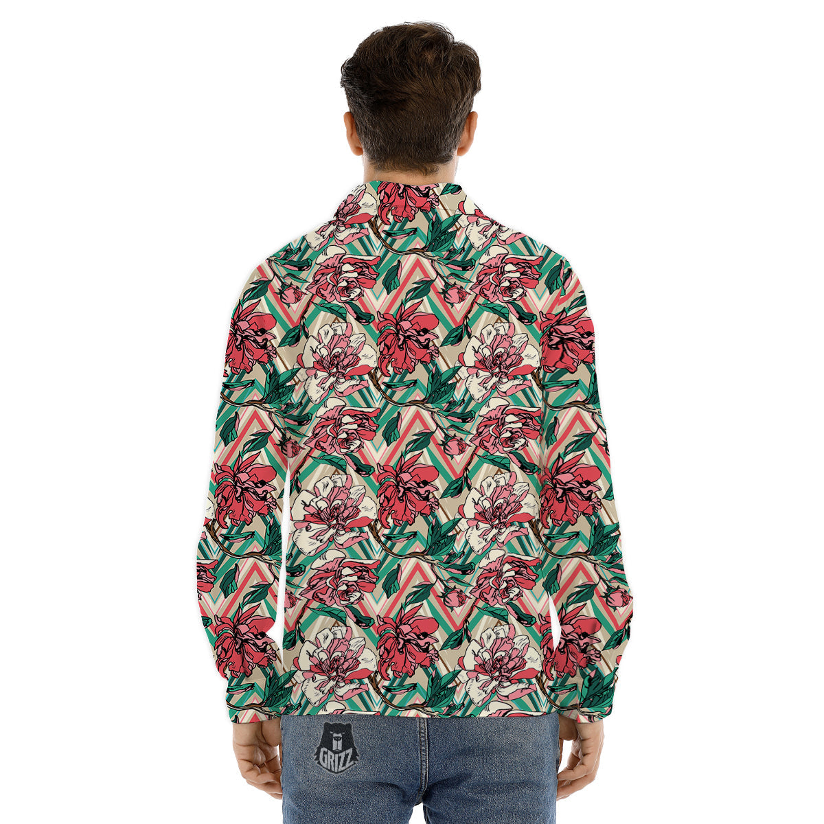 Rooster Polka Dot Print Pattern Men's Dress Shirts-grizzshop