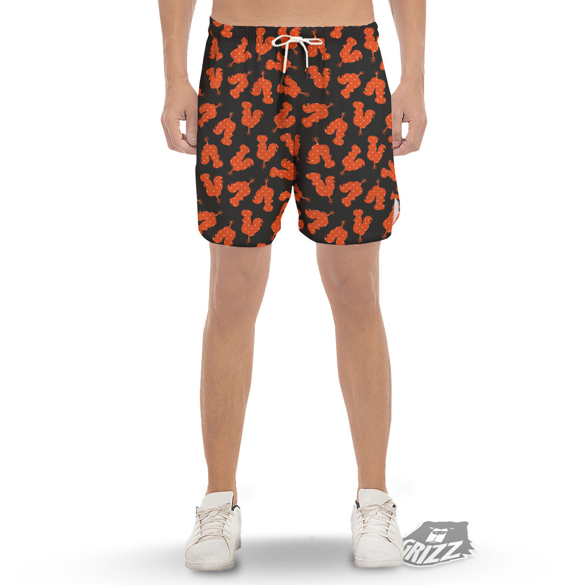 Rooster Polka Dot Print Pattern Men's Gym Shorts-grizzshop