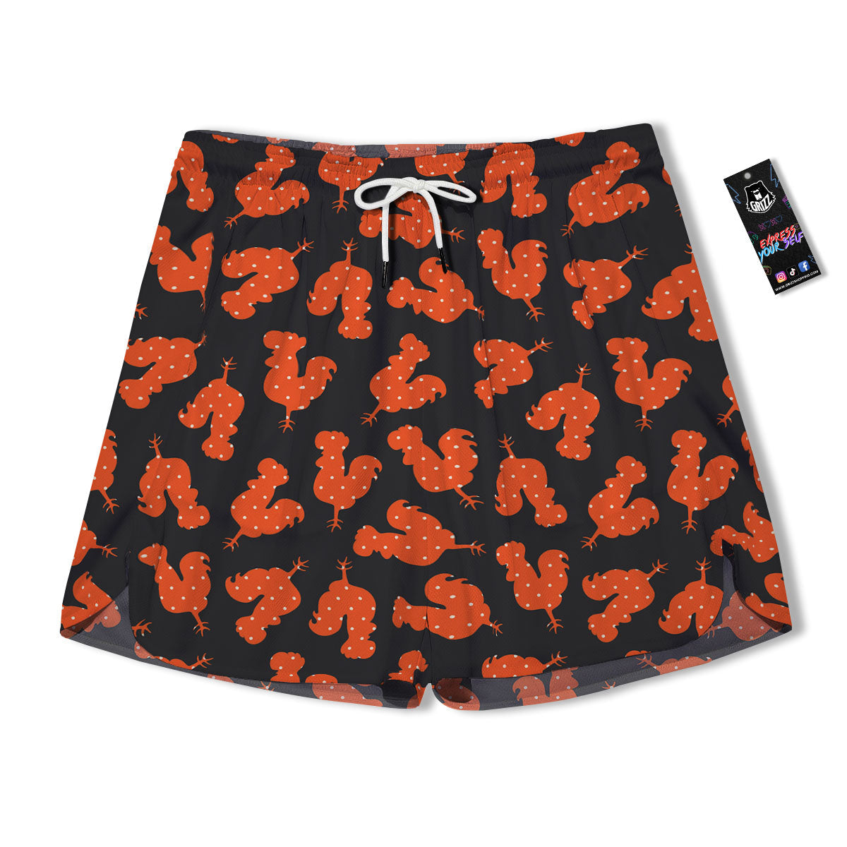 Rooster Polka Dot Print Pattern Men's Running Shorts-grizzshop
