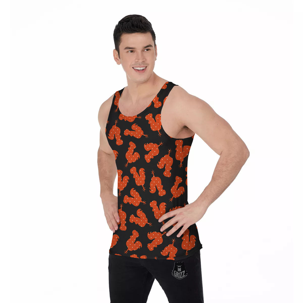 Rooster Polka Dot Print Pattern Men's Tank Top-grizzshop