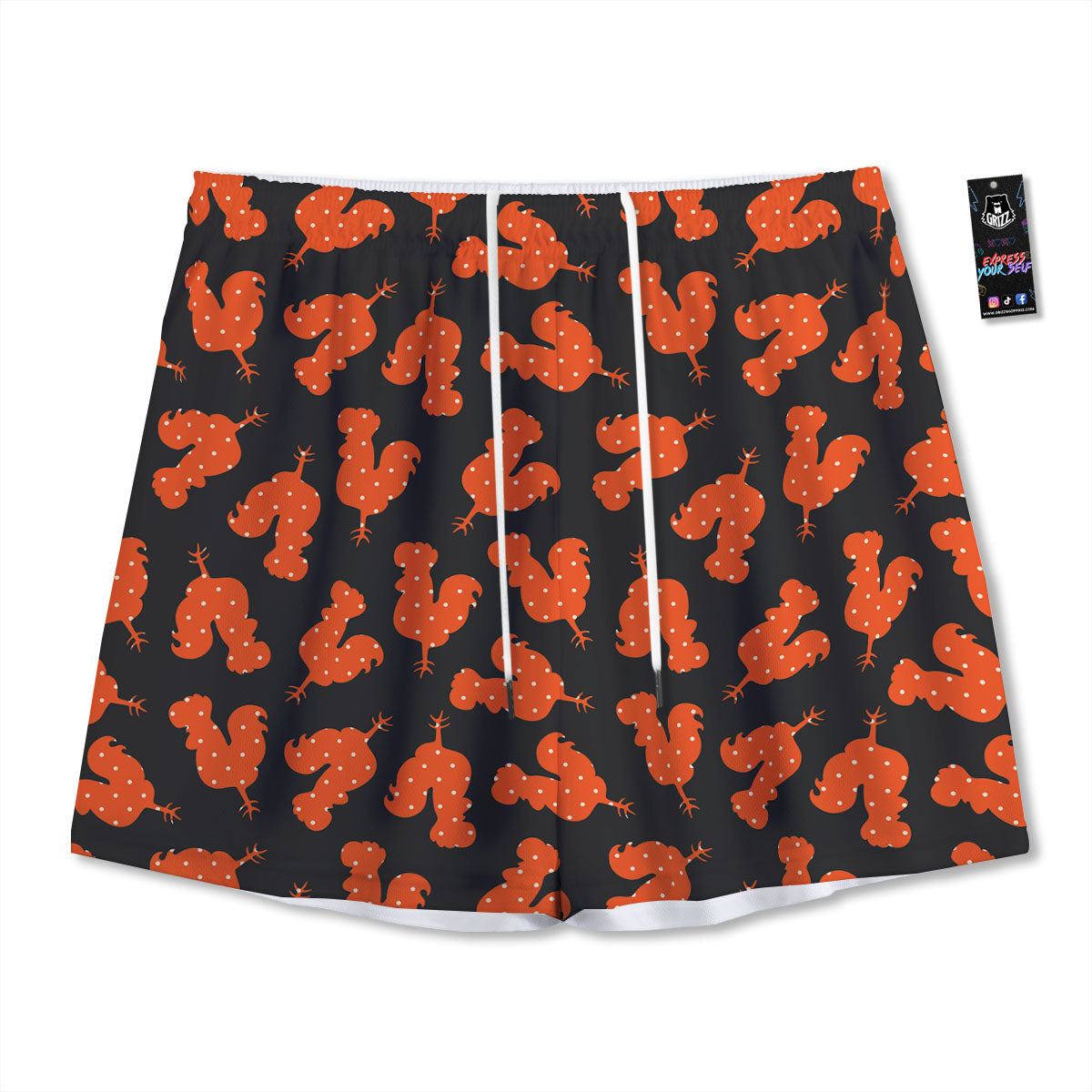 Rooster Polka Dot Print Pattern Mesh Shorts