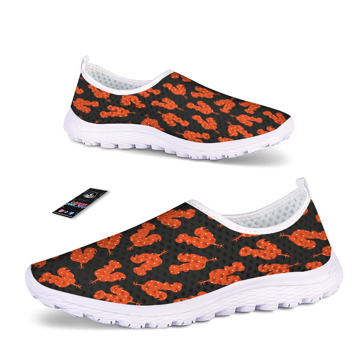 Rooster Polka Dot Print Pattern Nurse Shoes-grizzshop