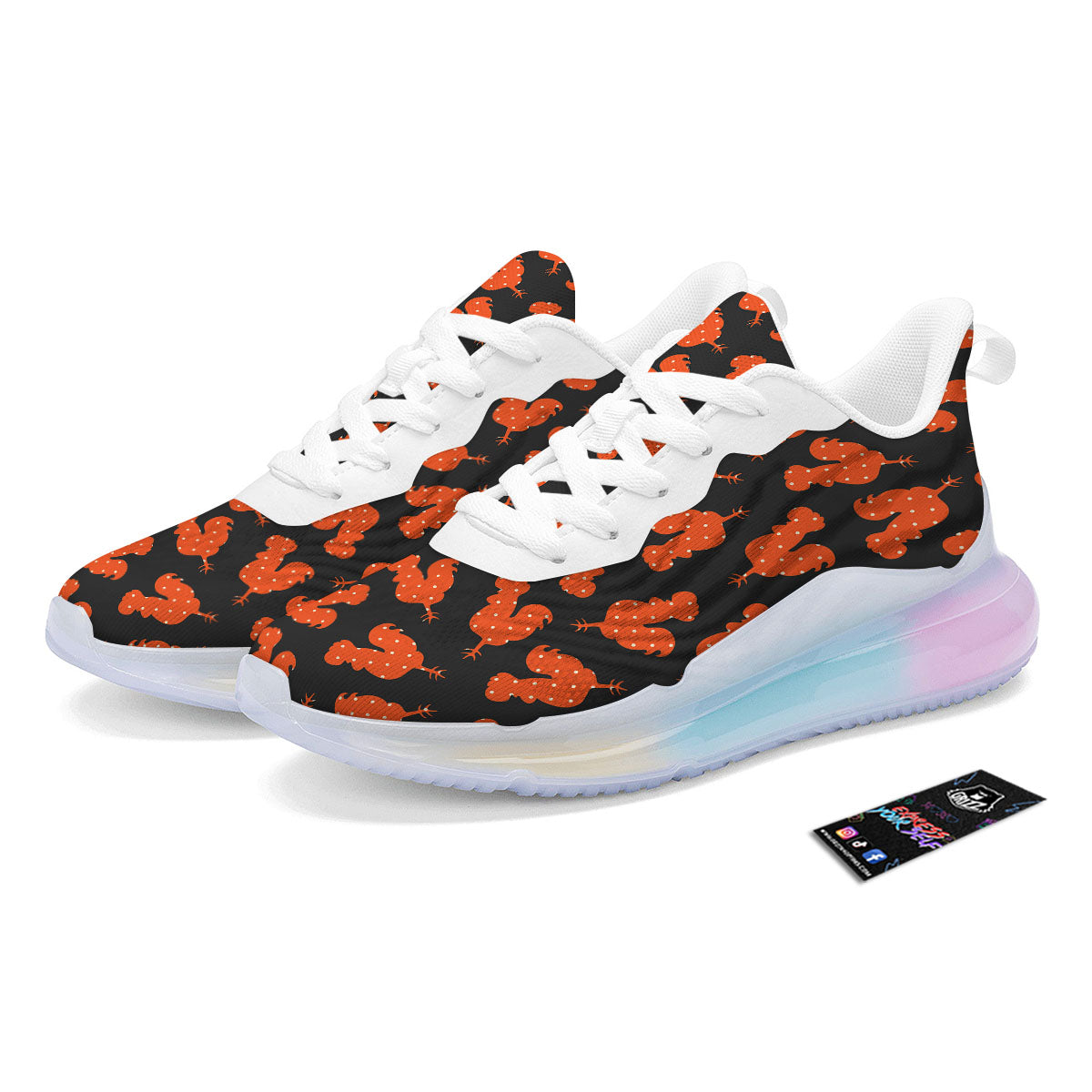 Rooster Polka Dot Print Pattern Running Sneakers-grizzshop