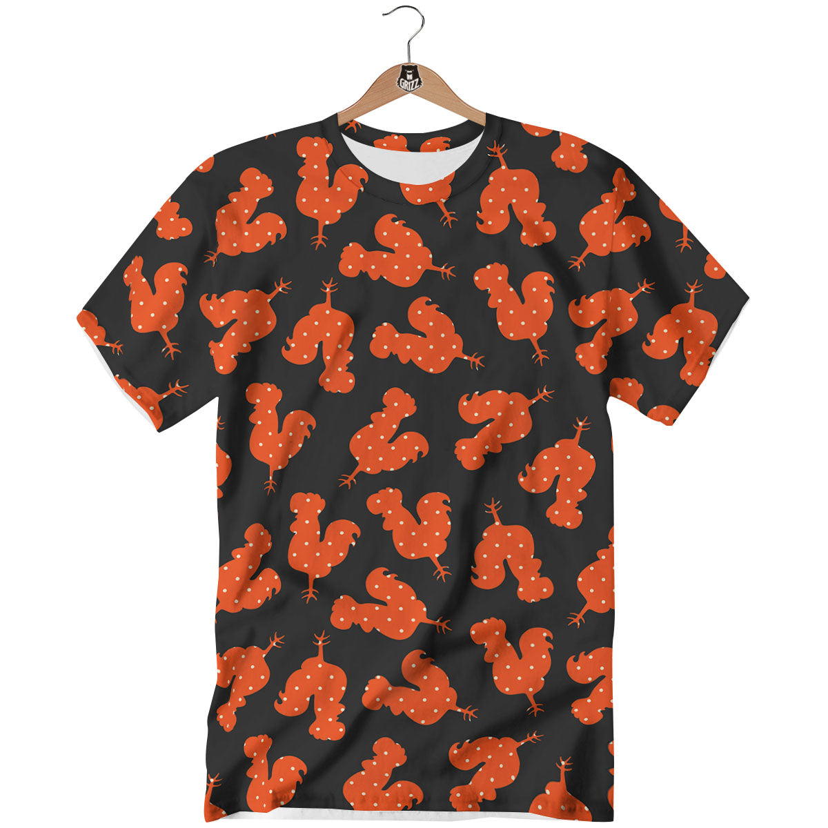Rooster Polka Dot Print Pattern T-Shirt-grizzshop