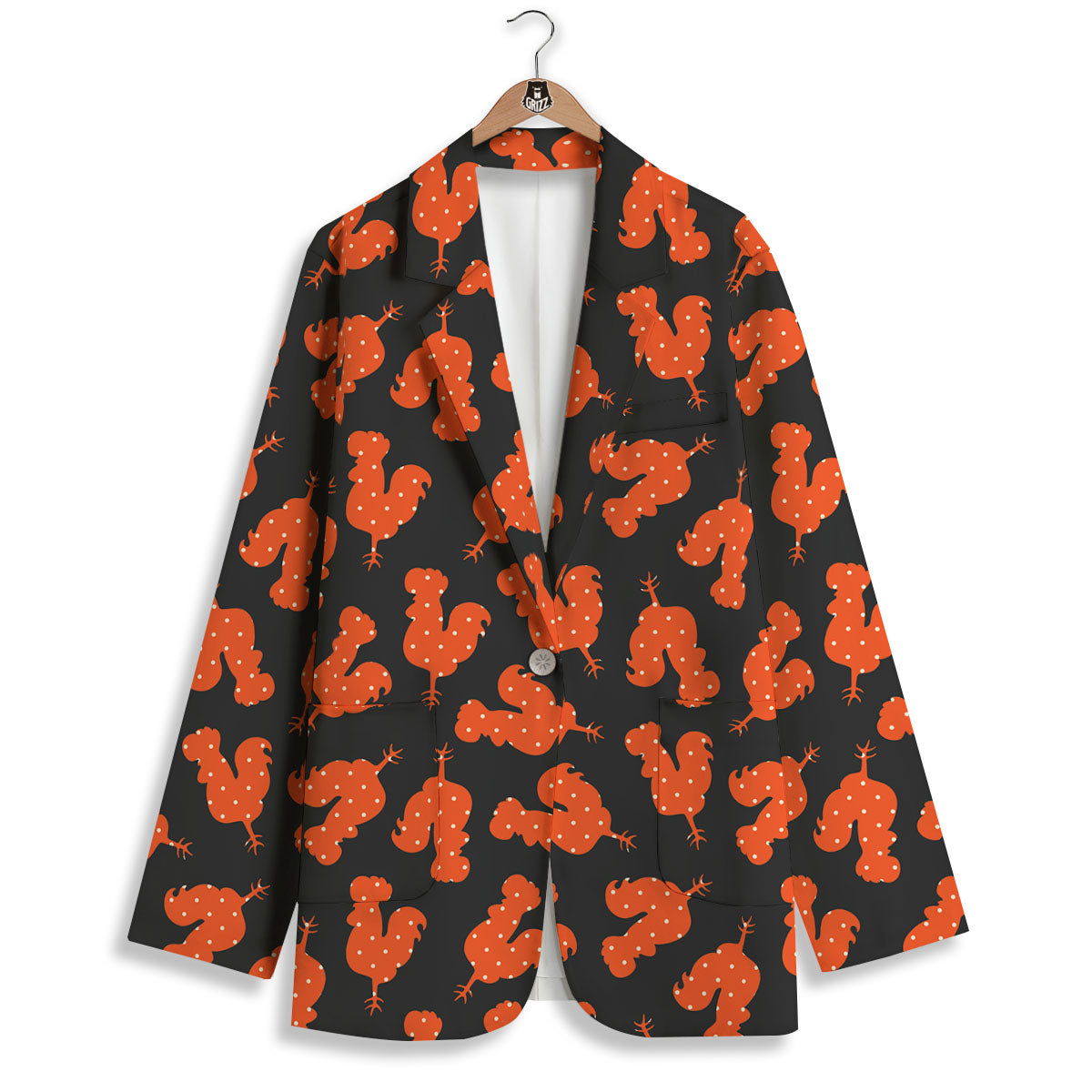 Rooster Polka Dot Print Pattern Women's Blazer-grizzshop