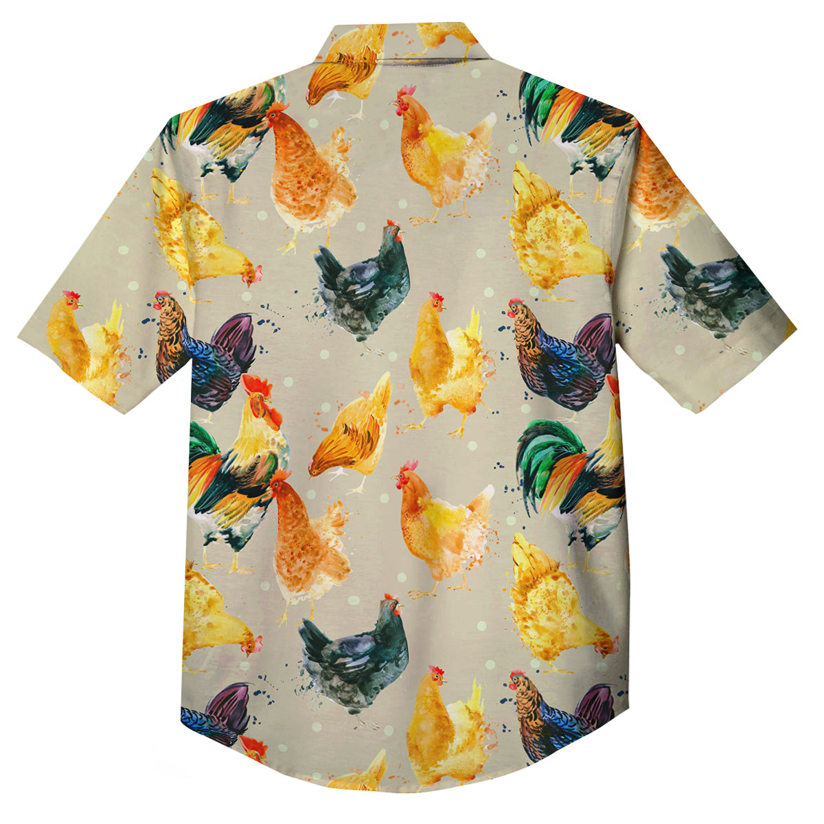Rooster Watercolor Print Pattern Button Up Shirt-grizzshop
