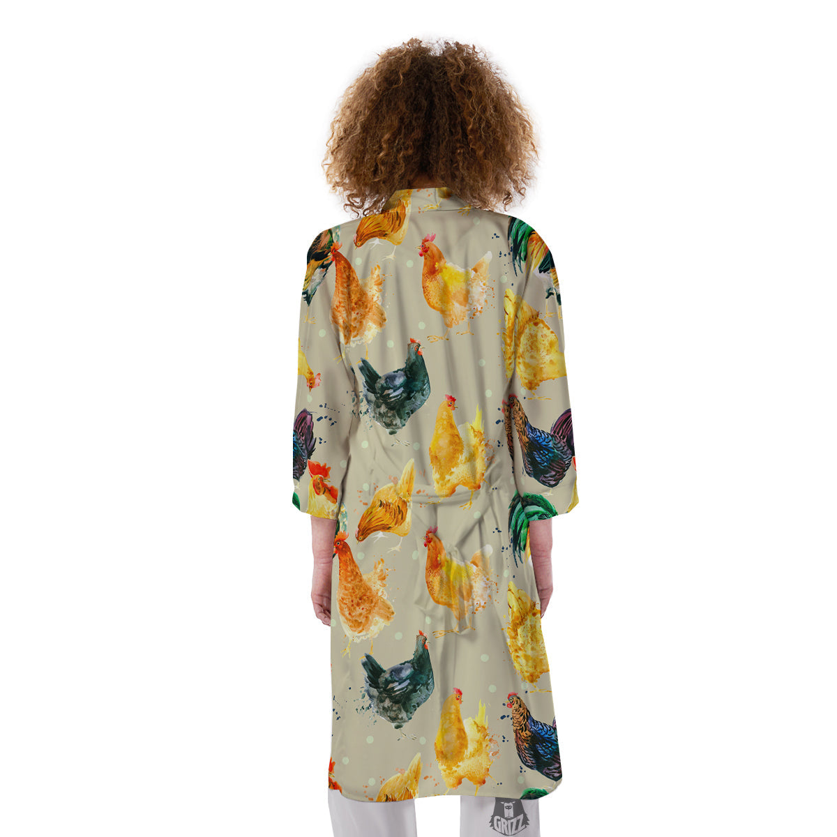 Rooster Watercolor Print Pattern Kimono-grizzshop