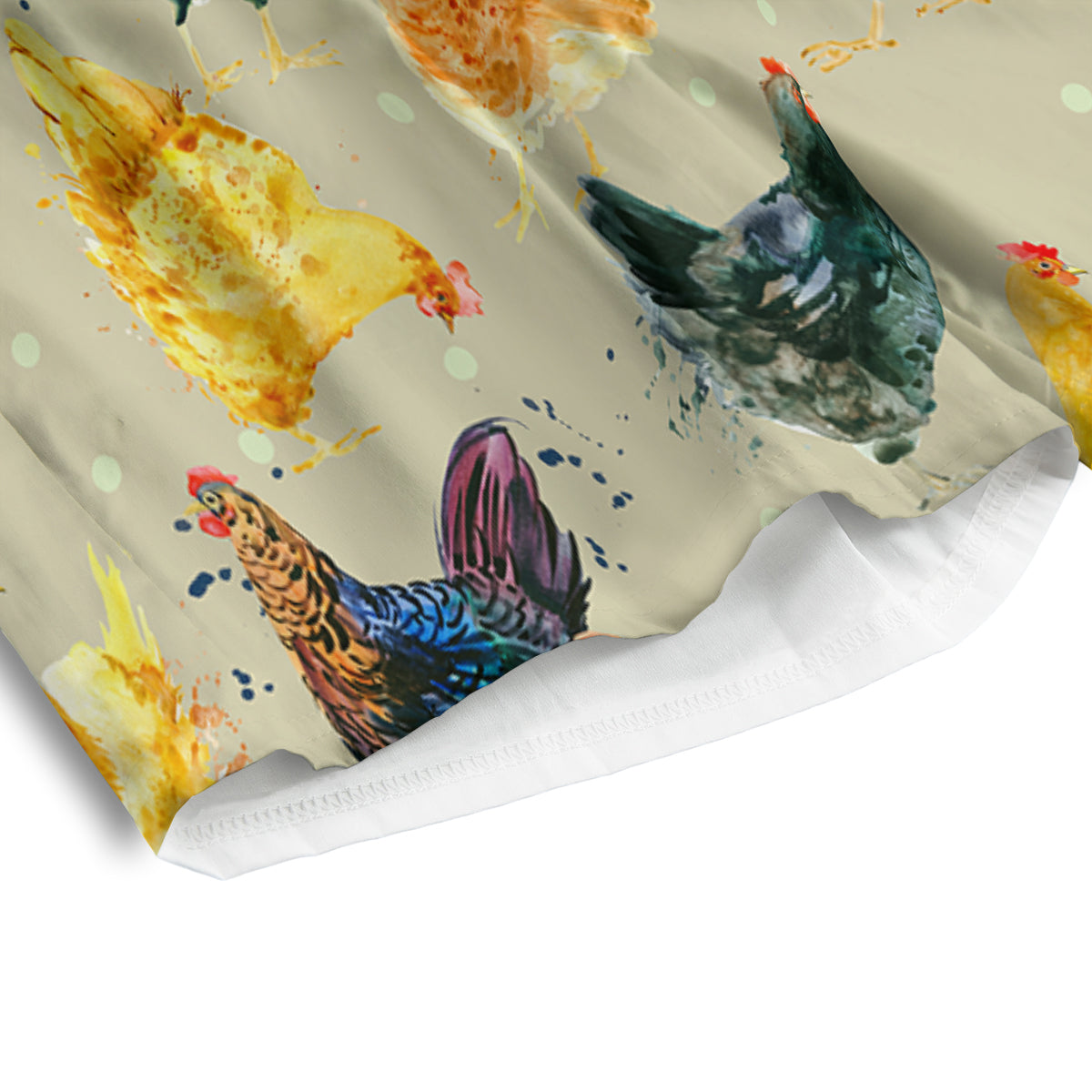 Rooster Watercolor Print Pattern Men's Athletic Shorts