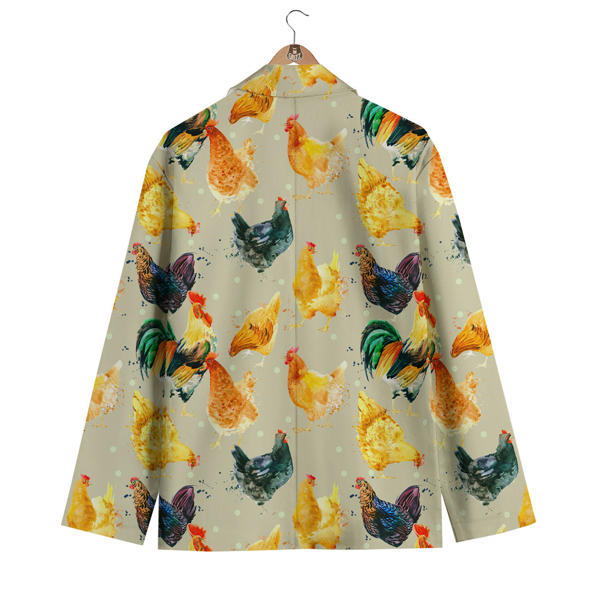 Rooster Watercolor Print Pattern Men's Blazer-grizzshop