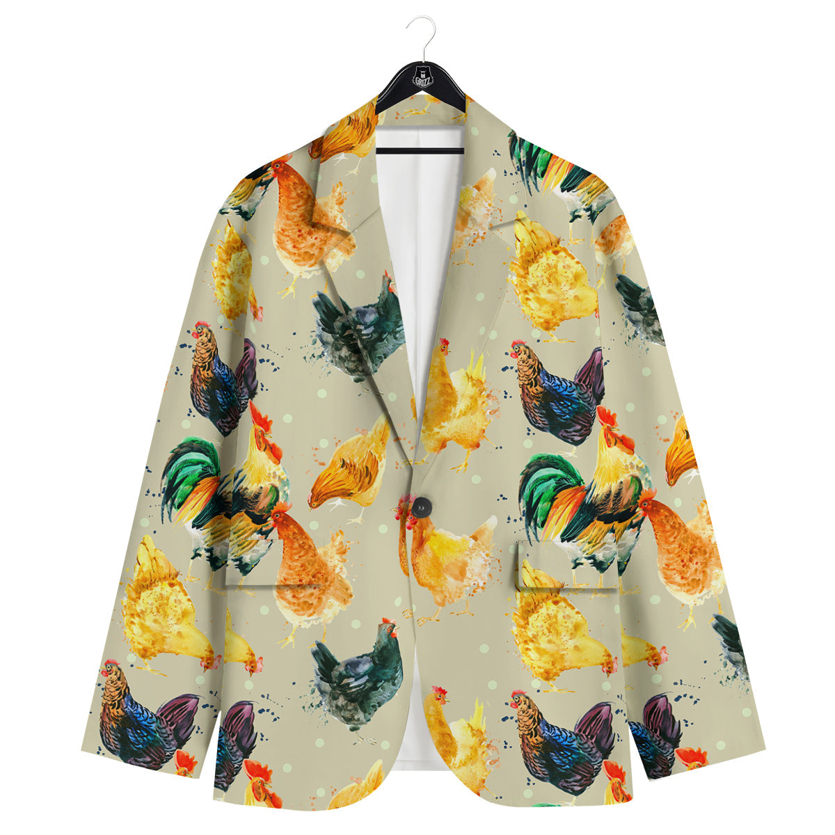 Rooster Watercolor Print Pattern Men's Sport Coat-grizzshop
