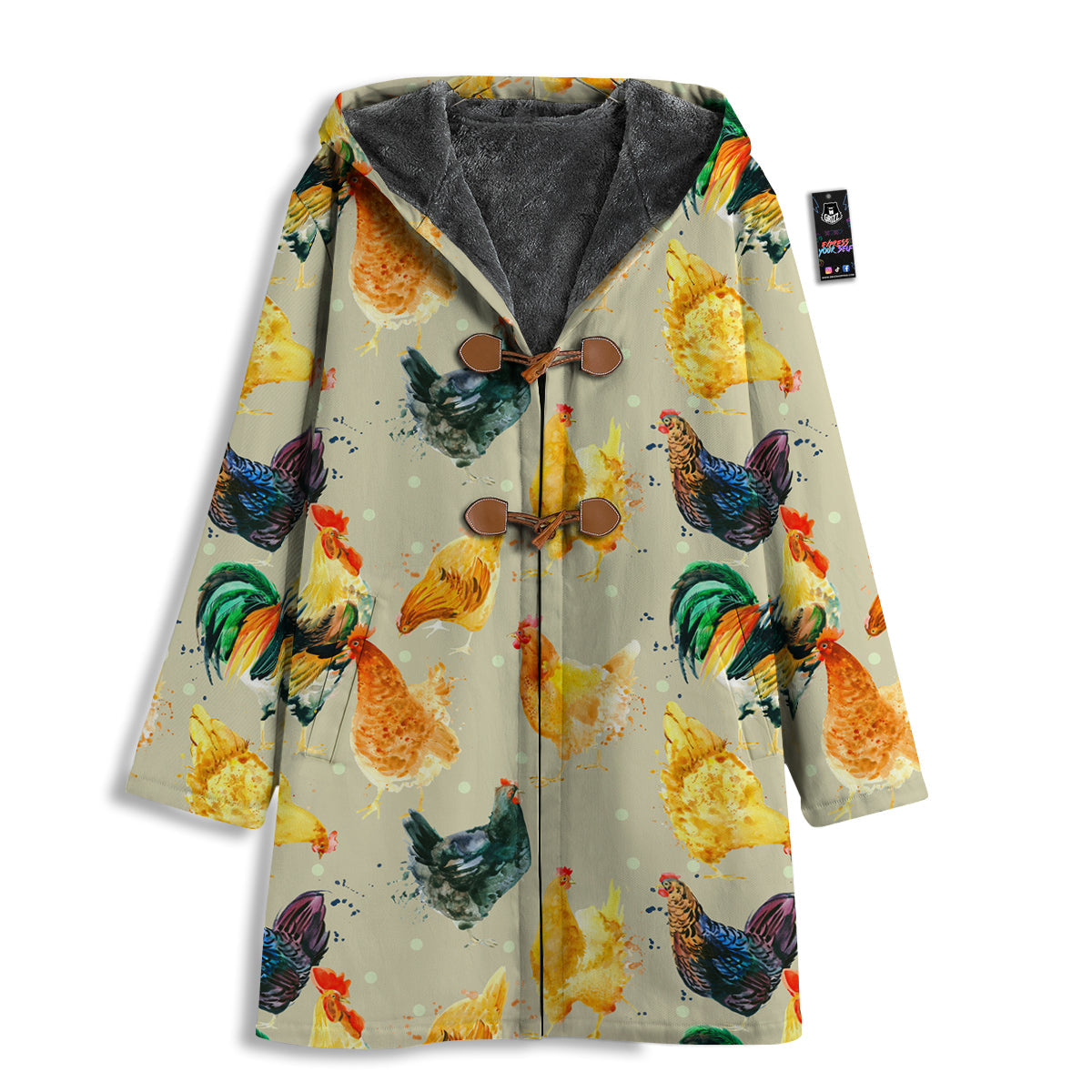 Rooster Watercolor Print Pattern Men's Windbreaker Jacket-grizzshop