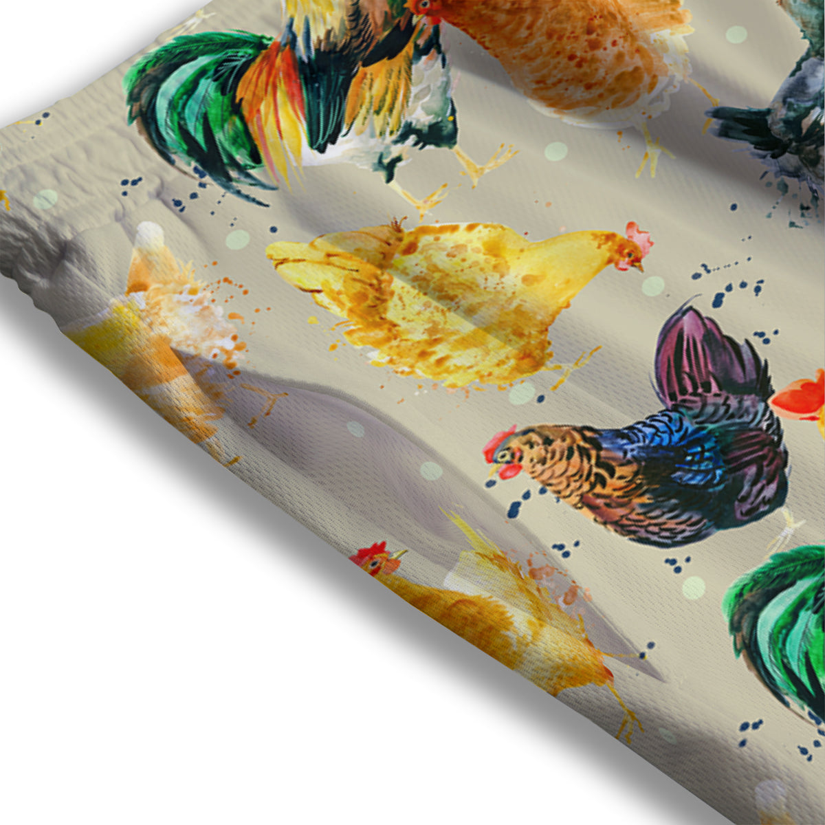 Rooster Watercolor Print Pattern Mesh Shorts
