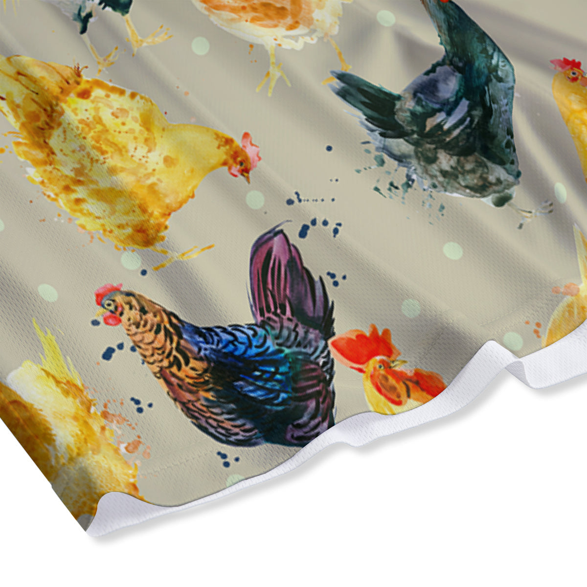 Rooster Watercolor Print Pattern Mesh Shorts