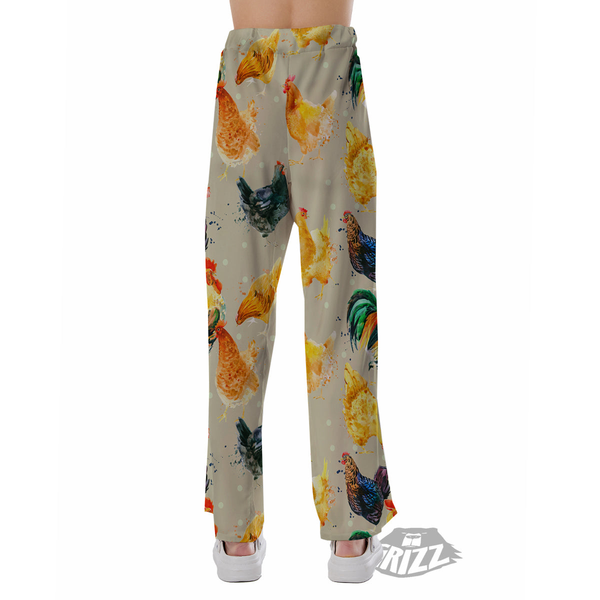 Rooster Watercolor Print Pattern Pajama Pants-grizzshop