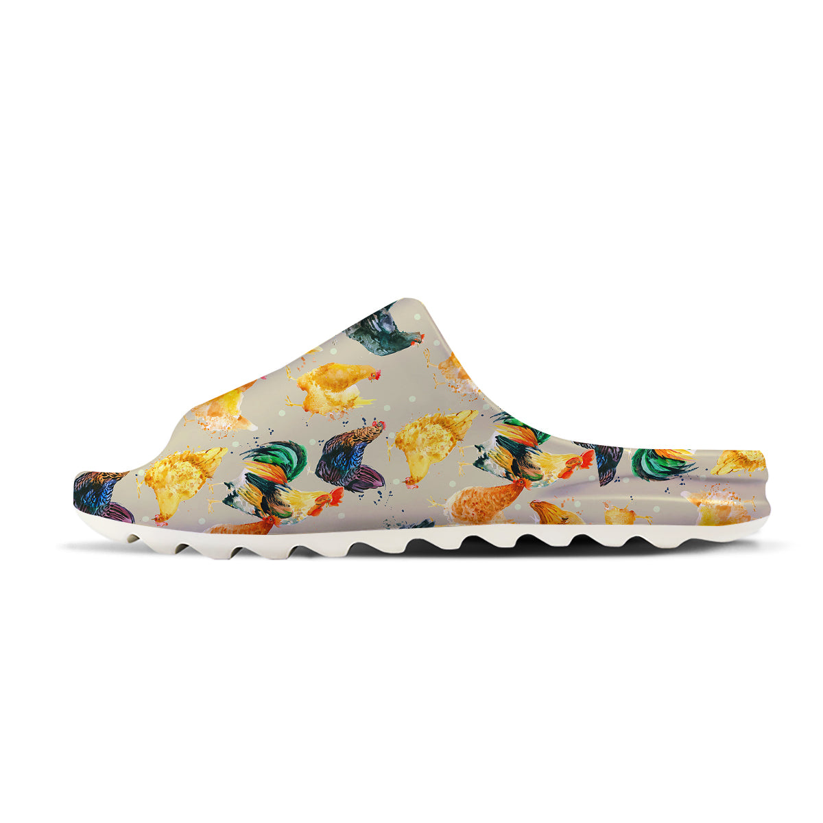 Rooster Watercolor Print Pattern Sandals-grizzshop