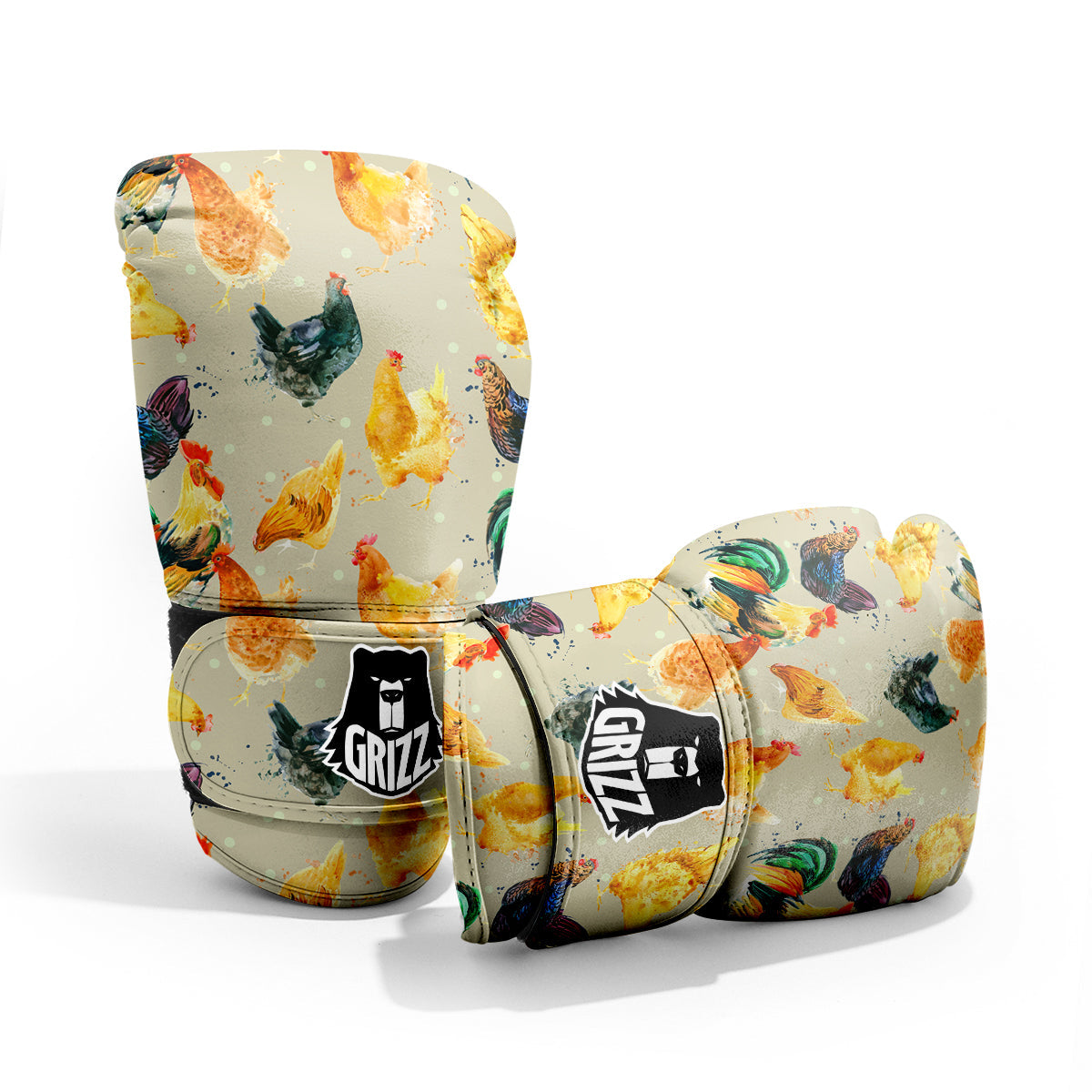 Rooster Watercolor Print Pattern Pro Boxing Glove