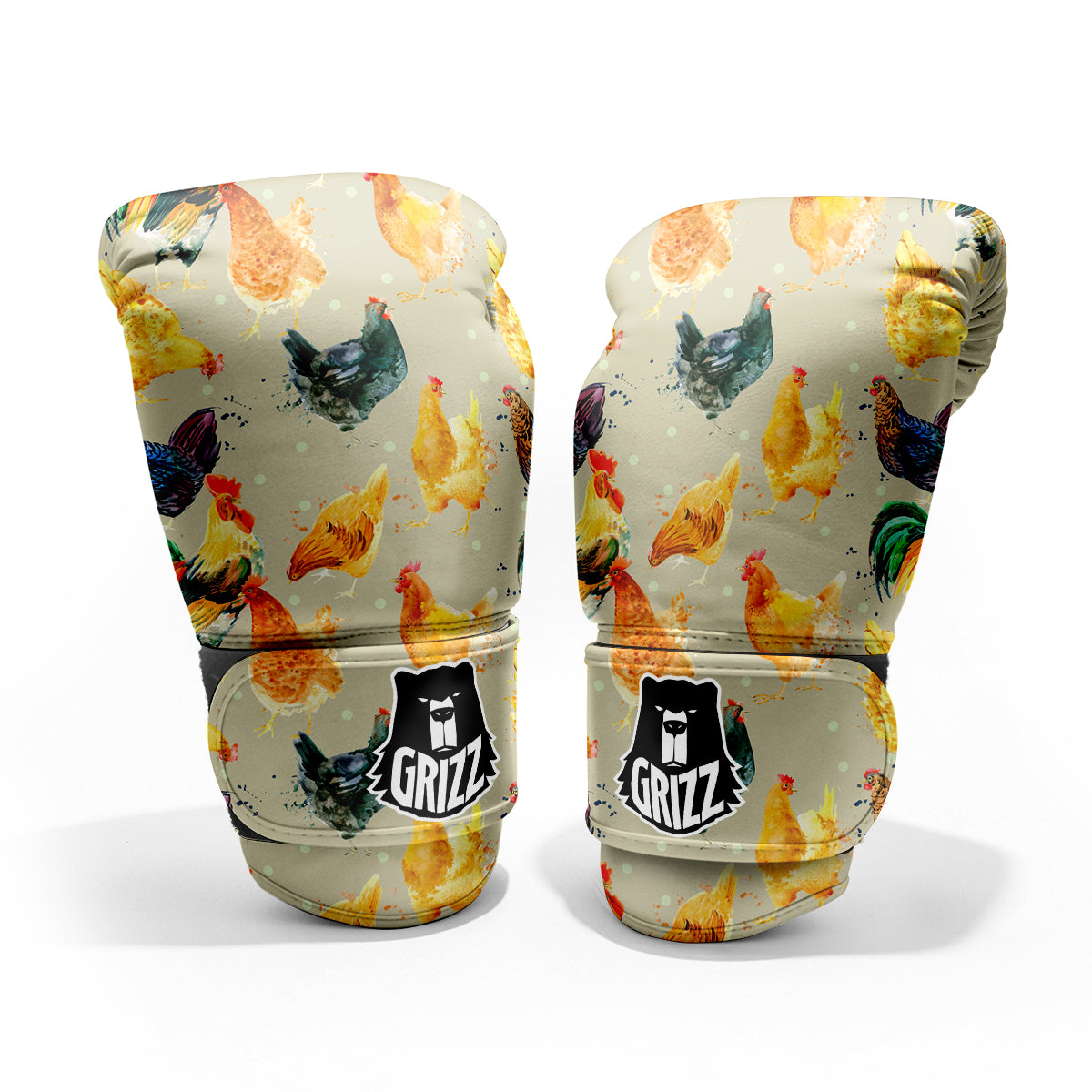 Rooster Watercolor Print Pattern Pro Boxing Glove