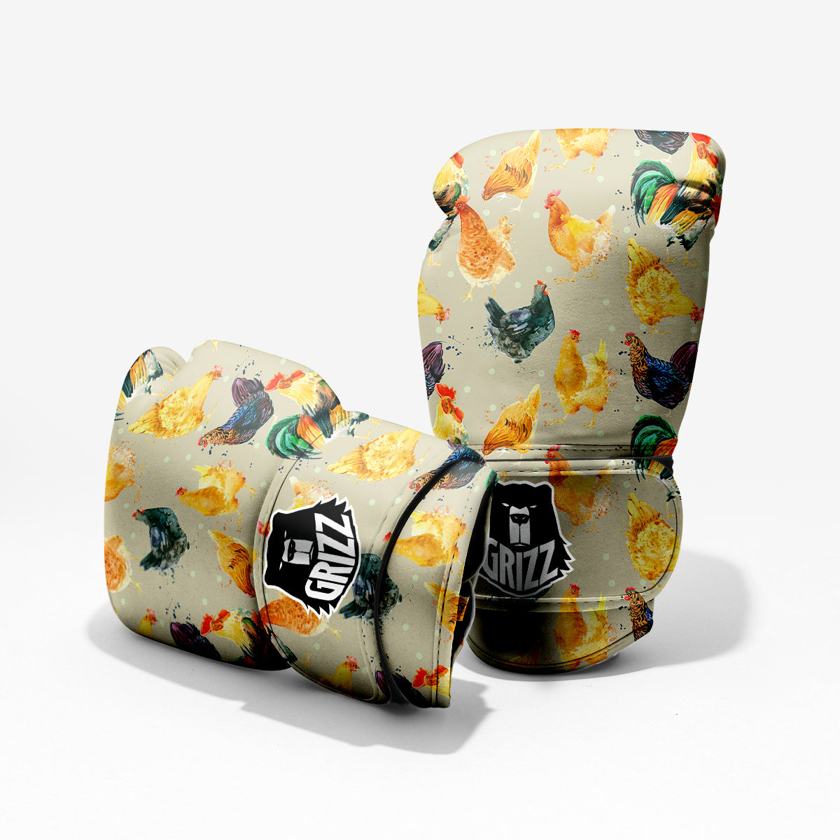 Rooster Watercolor Print Pattern Pro Boxing Glove