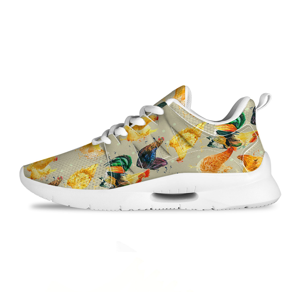 Rooster Watercolor Print Pattern Tennis Shoes-grizzshop