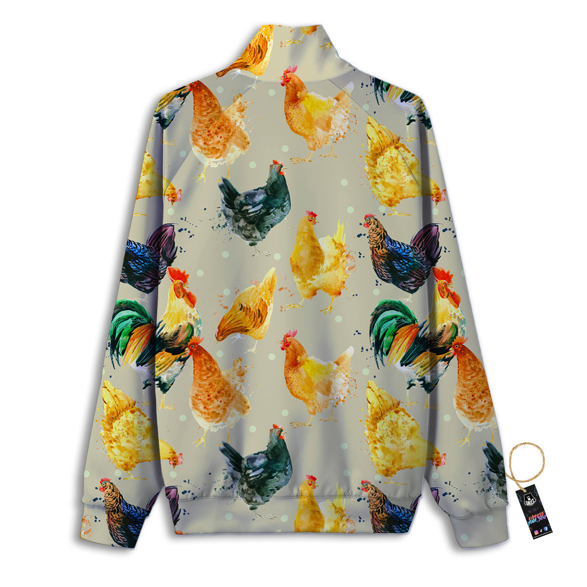 Rooster Watercolor Print Pattern Track Jacket-grizzshop
