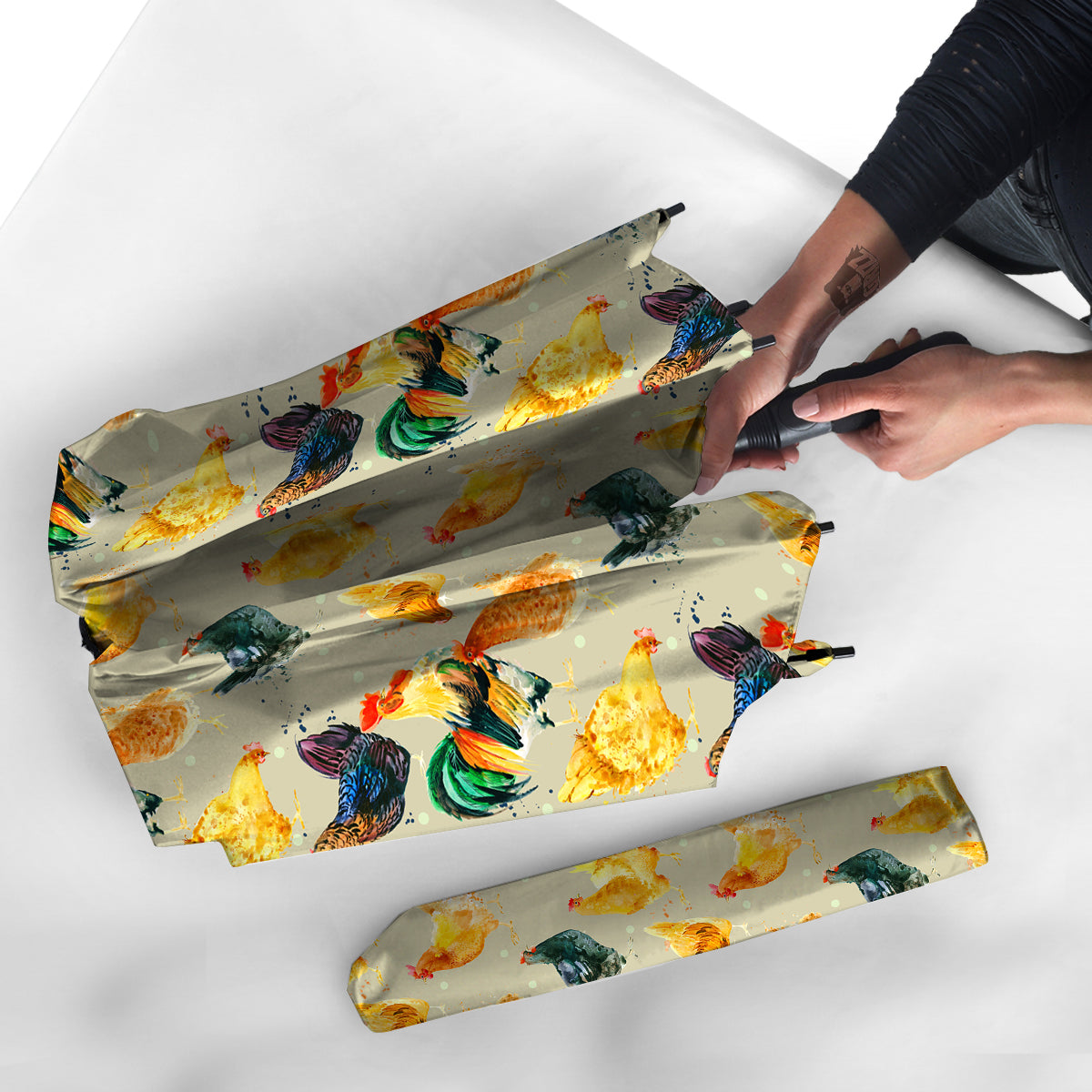 Rooster Watercolor Print Pattern Umbrella-grizzshop