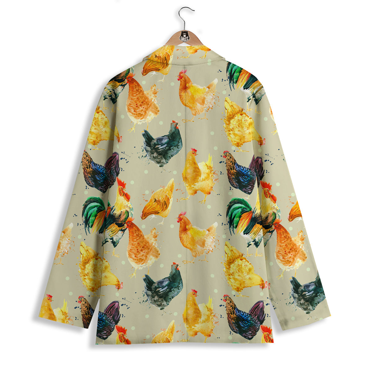 Rooster Watercolor Print Pattern Women's Blazer-grizzshop