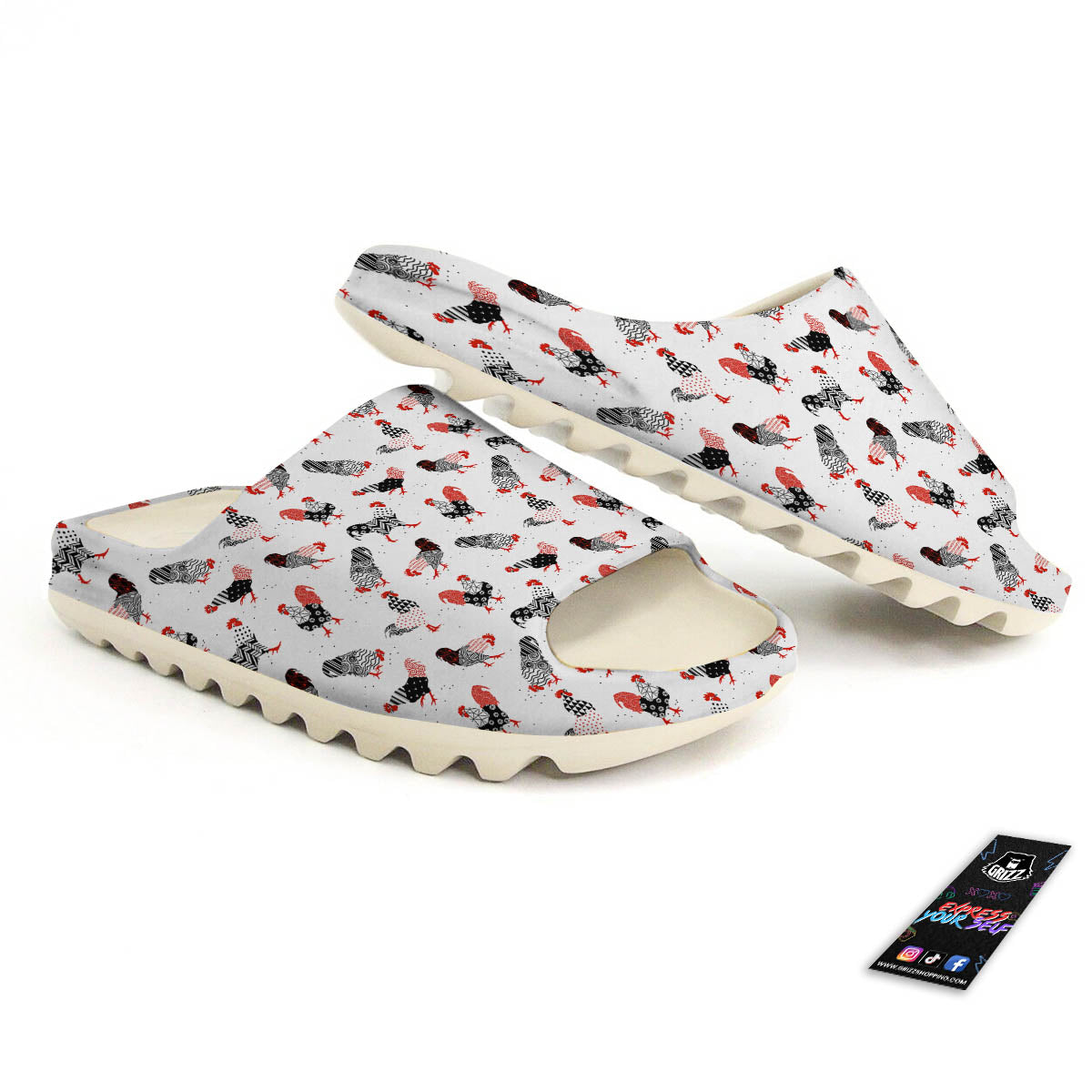Rooster Chinese Print Pattern Sandals-grizzshop