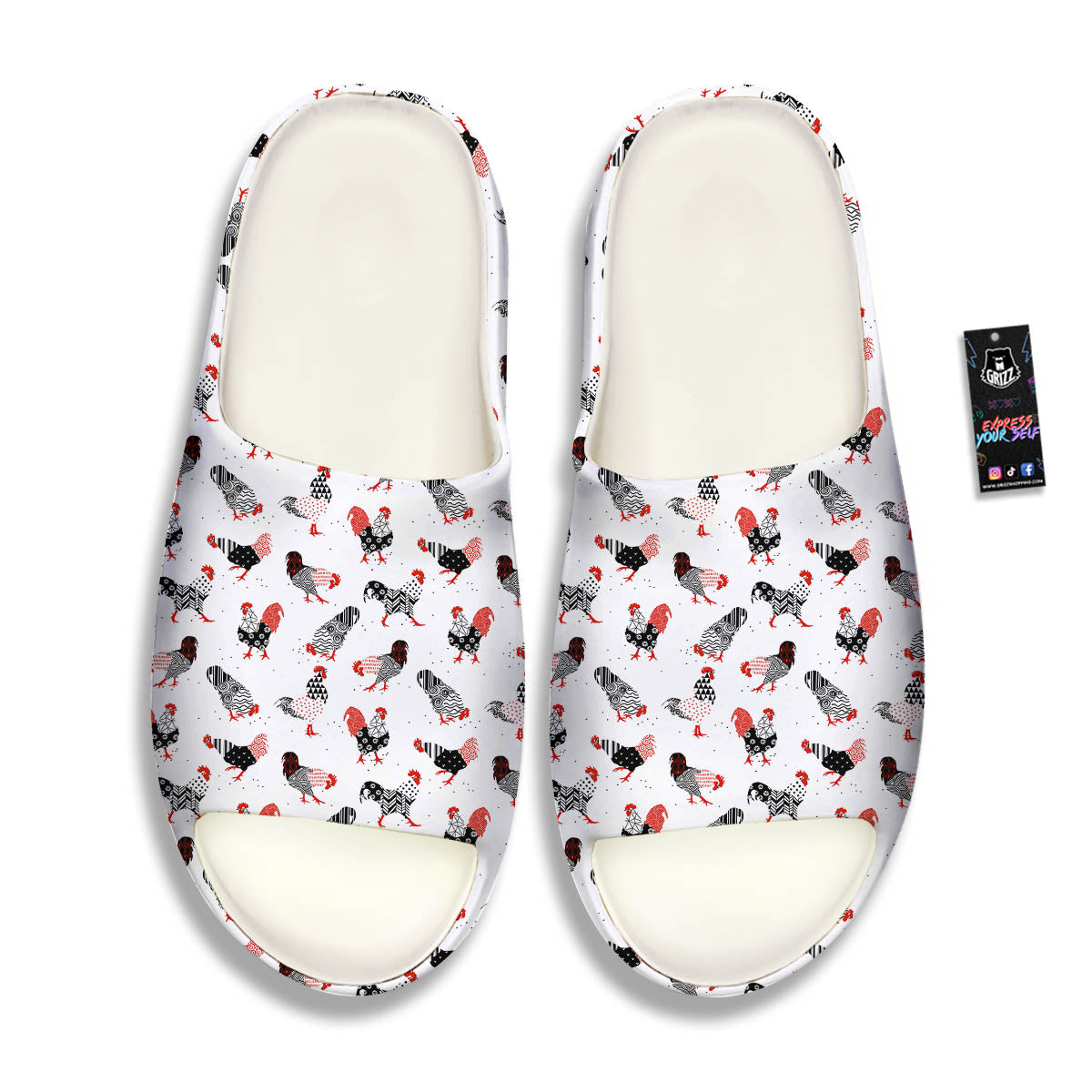 Rooster Chinese Print Pattern Sandals-grizzshop