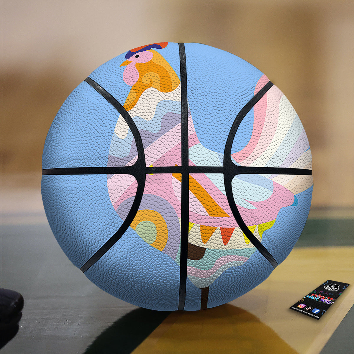 Rooster Colorful Print Basketball