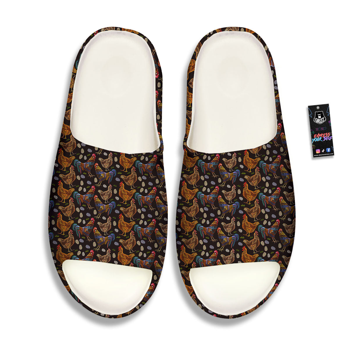 Rooster Embroidery Print Pattern Sandals-grizzshop
