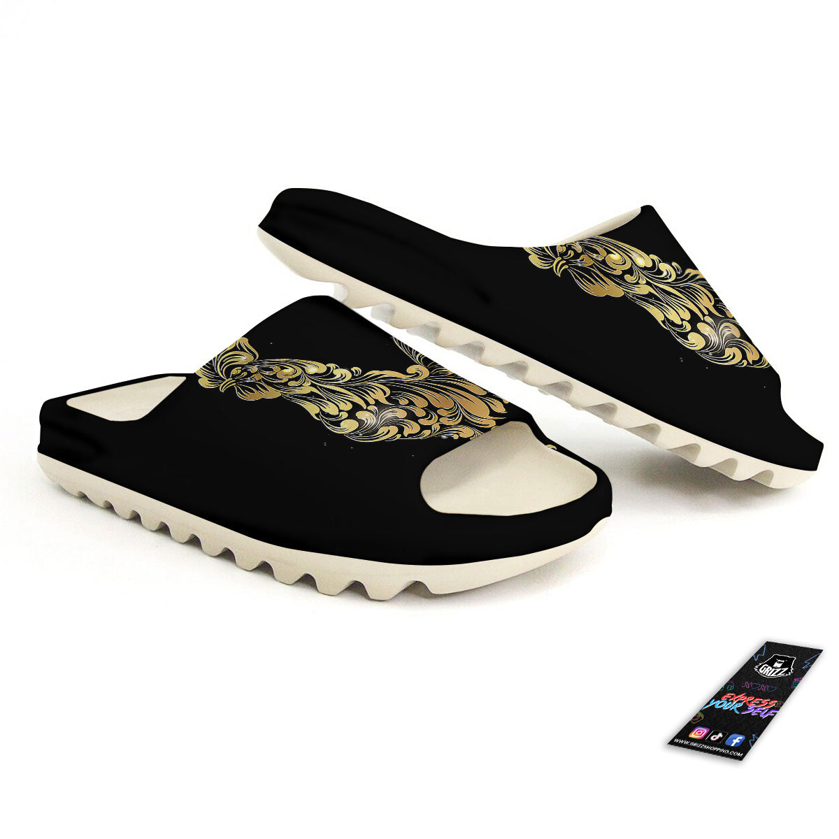 Rooster Golden Print Sandals-grizzshop