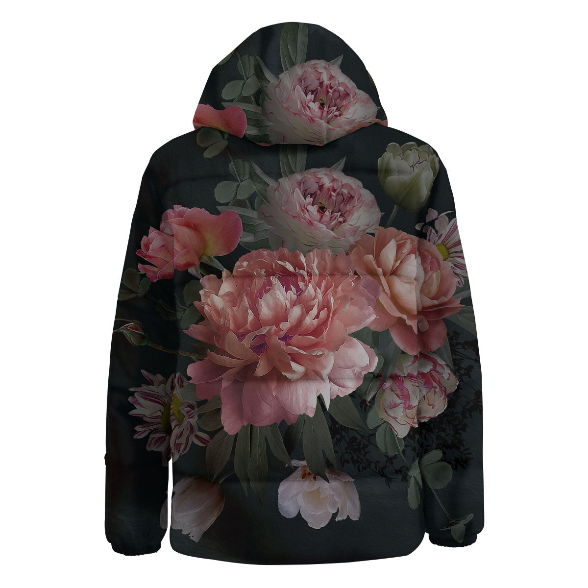 Rose And Peony Print Down Jacket-grizzshop