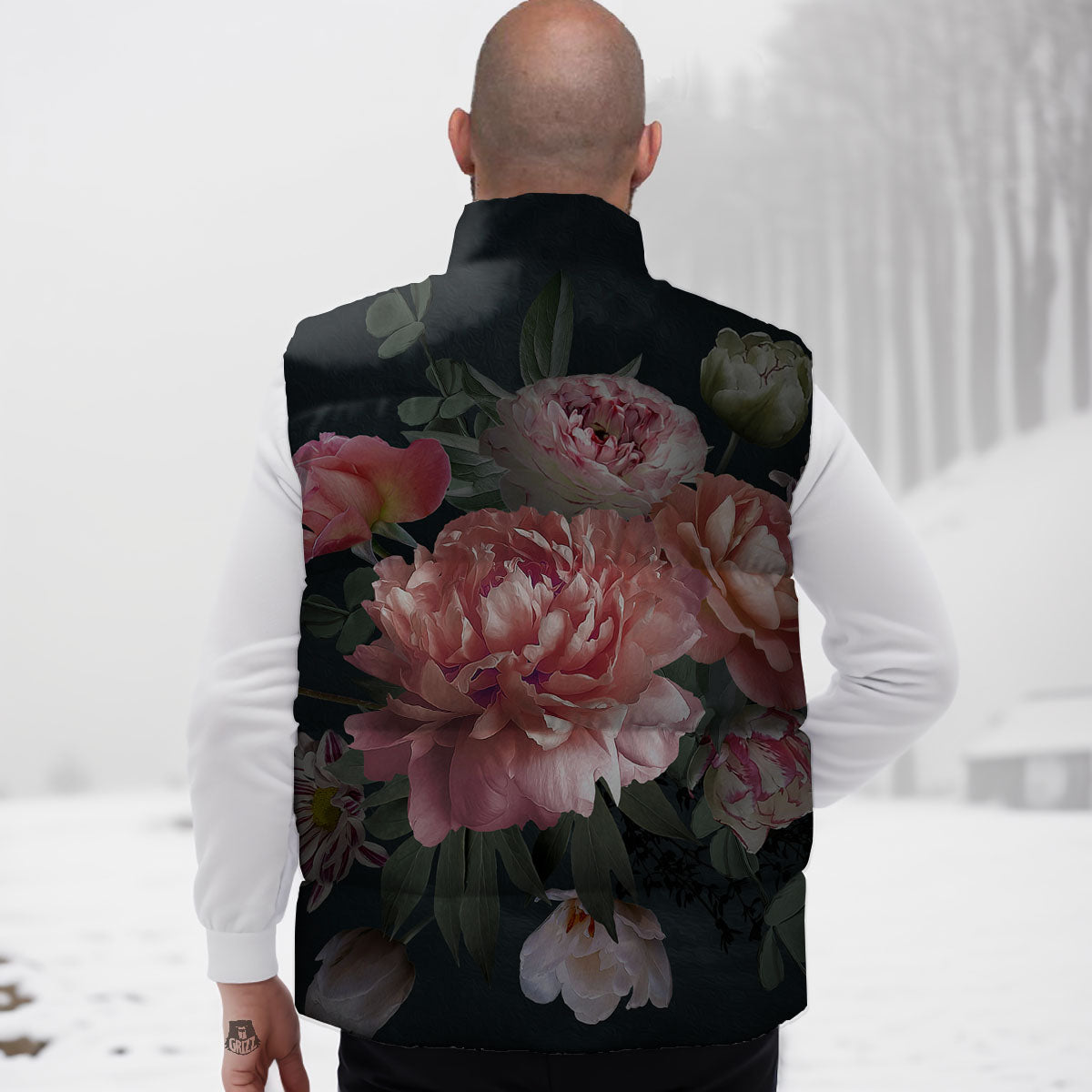 Rose And Peony Print Down Vest