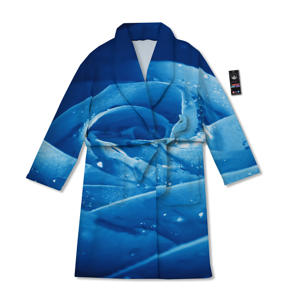 Rose Blue Print Bathrobe-grizzshop