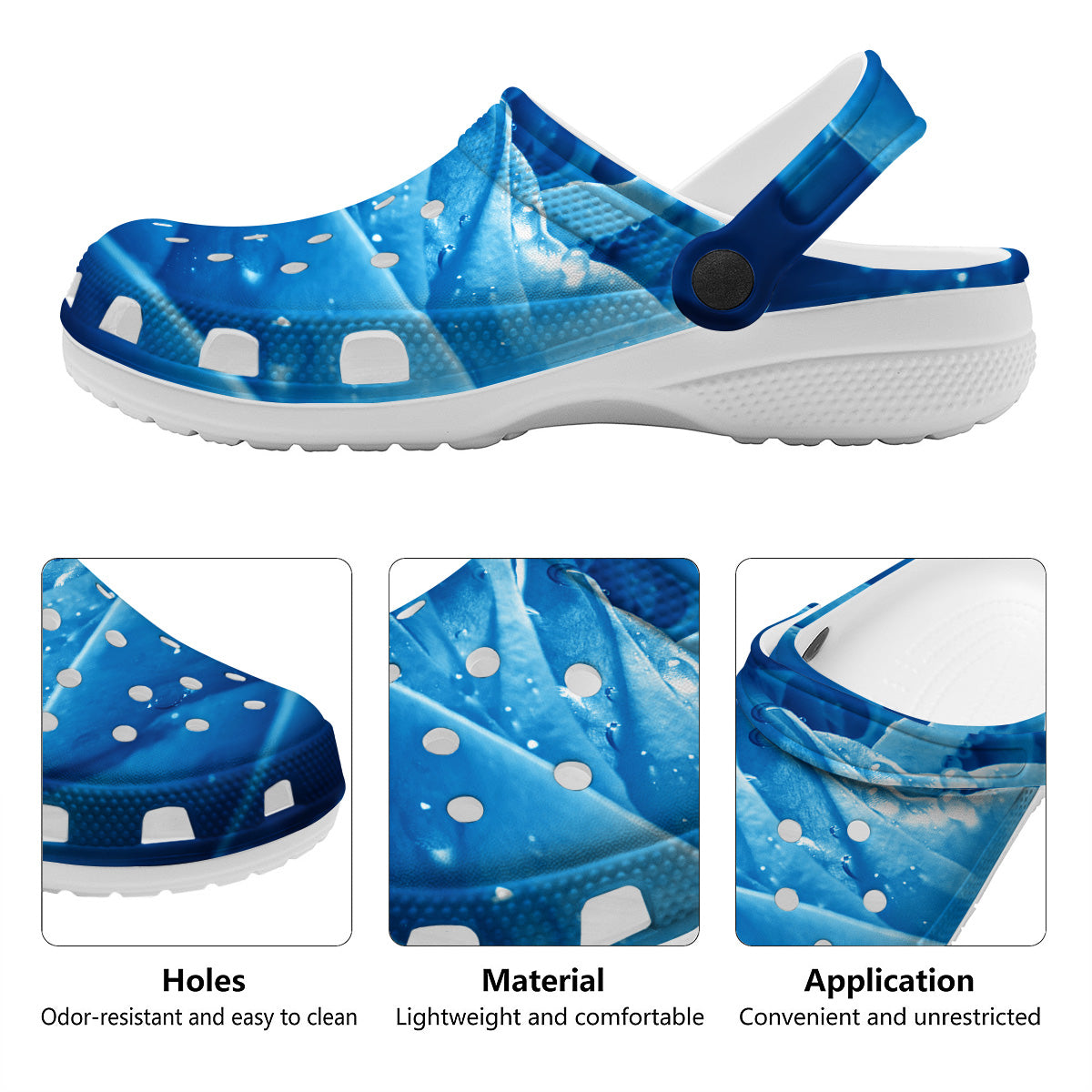 Rose Blue Print Clog-grizzshop