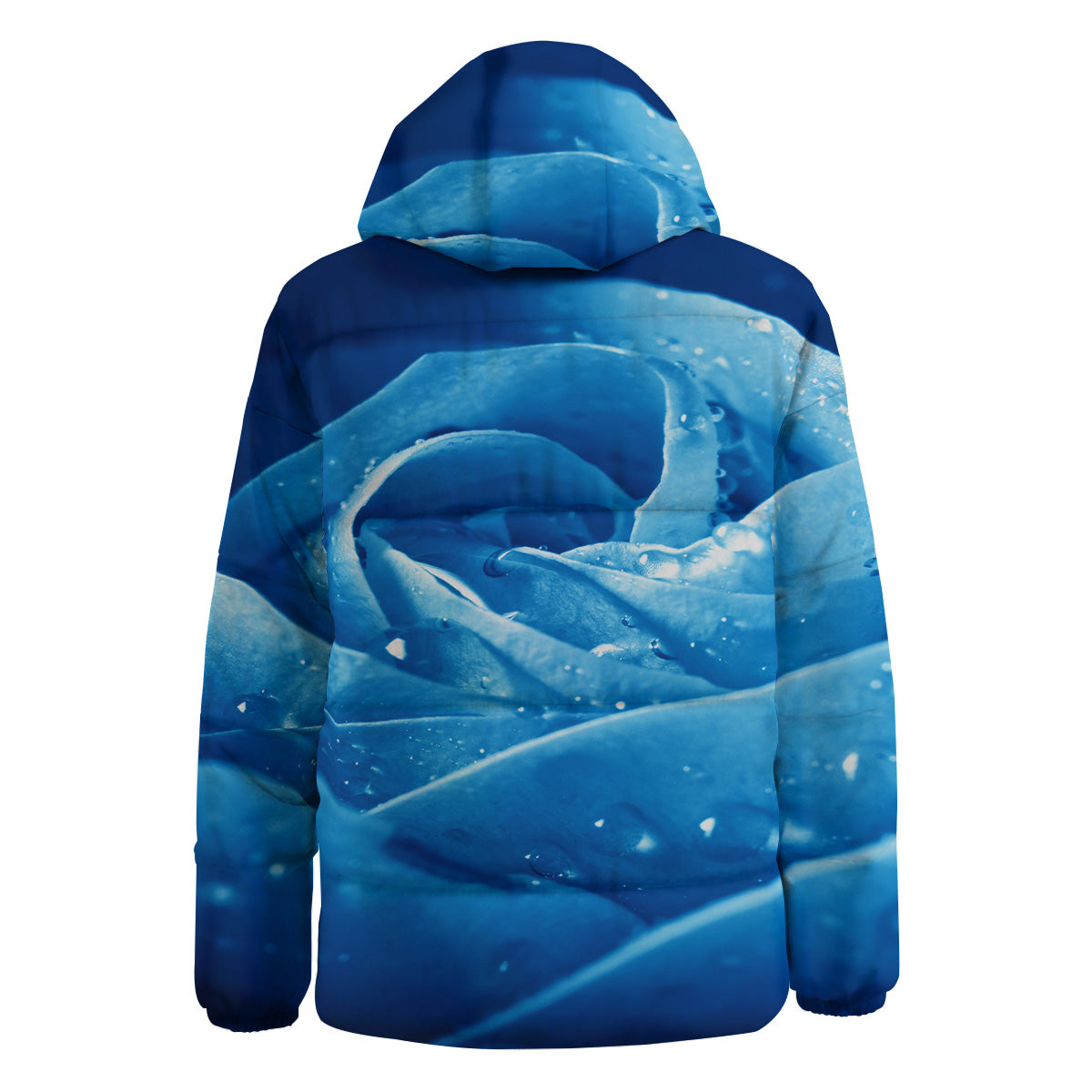 Rose Blue Print Down Jacket-grizzshop