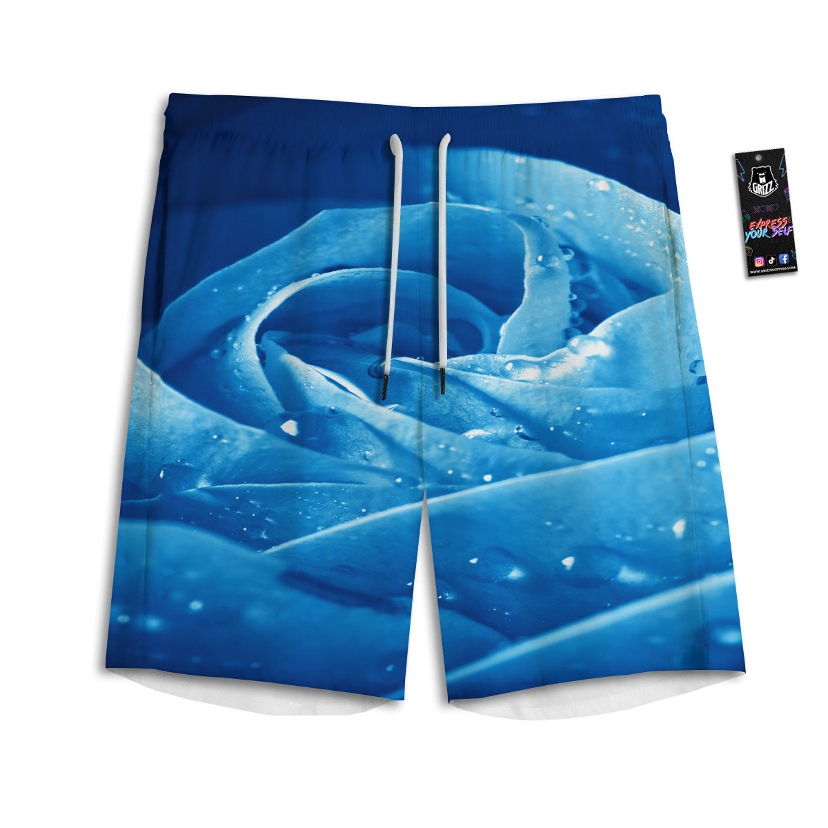 Rose Blue Print Men's Athletic Shorts