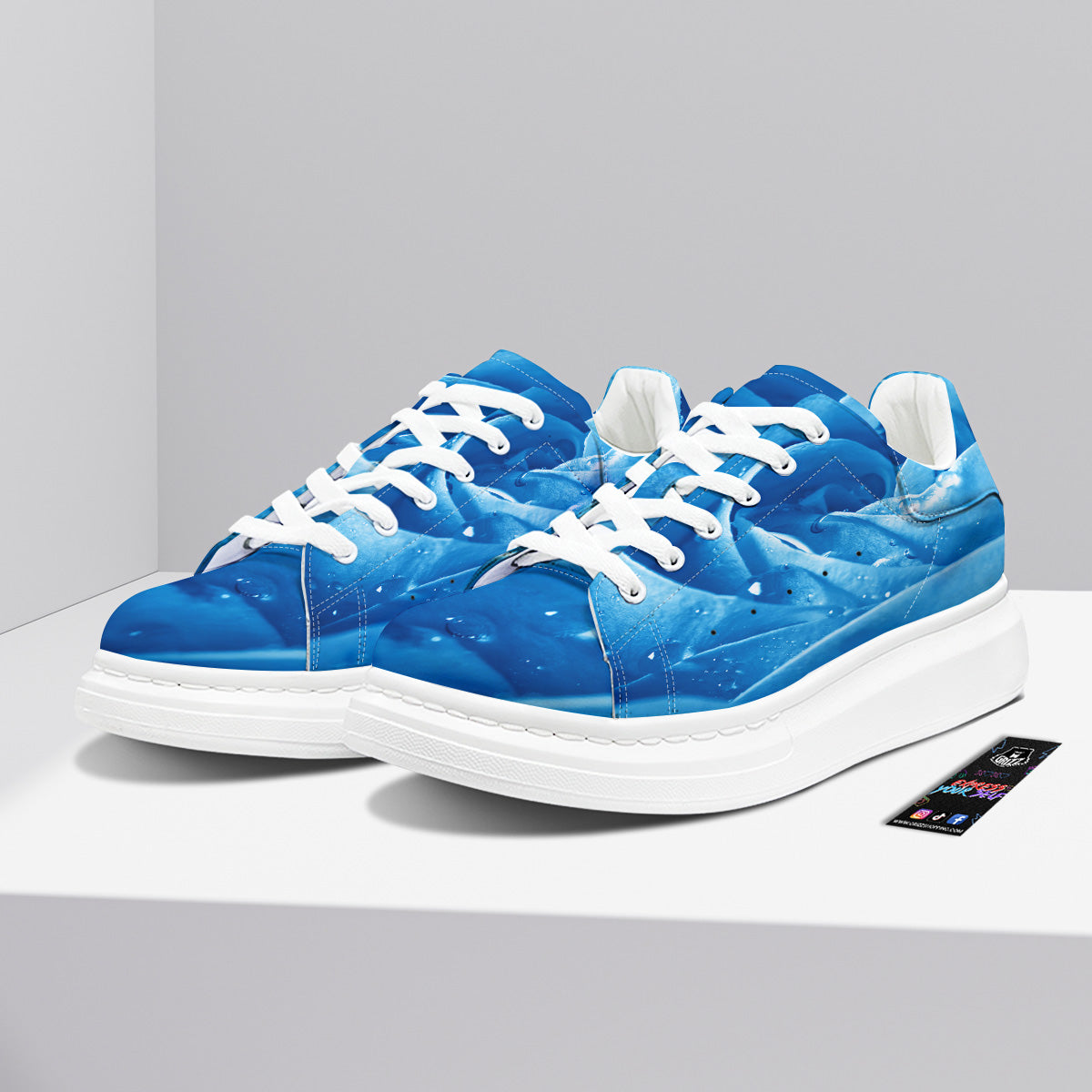 Rose Blue Print Platform Shoes-grizzshop