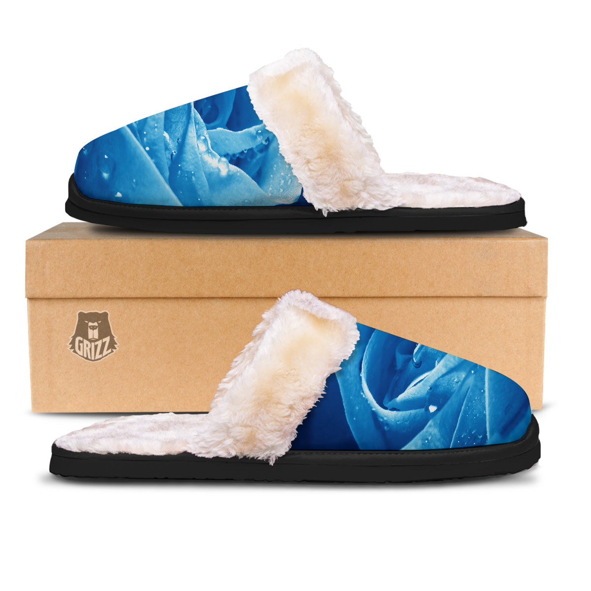 Rose Blue Print Slippers-grizzshop