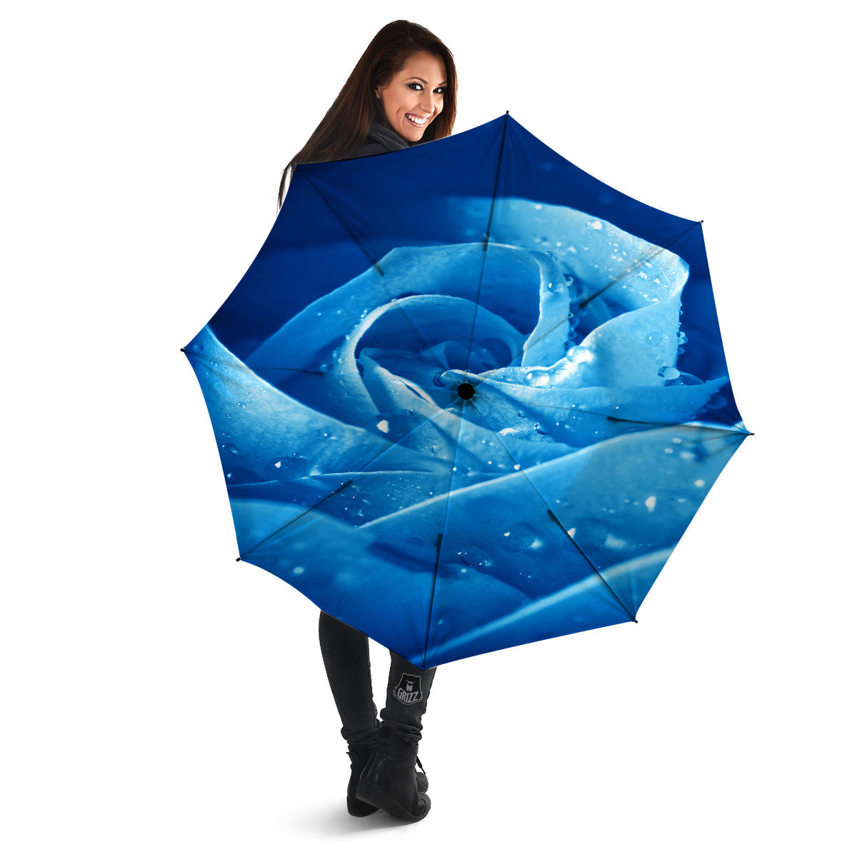 Rose Blue Print Umbrella-grizzshop