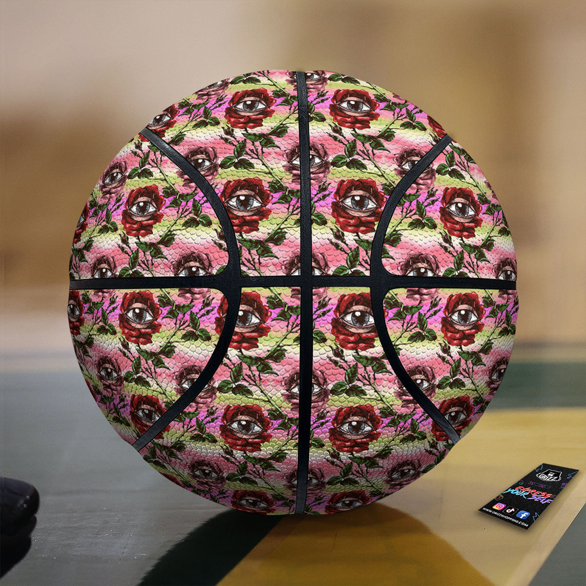 Rose Eyeball Print Pattern Basketball-grizzshop
