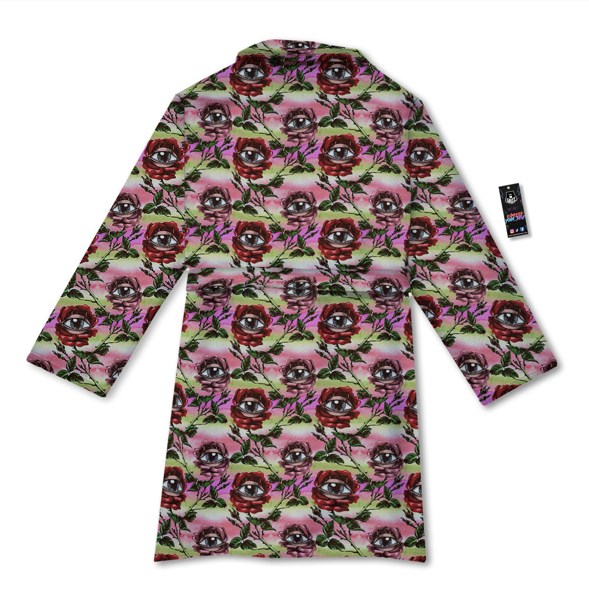 Rose Eyeball Print Pattern Bathrobe-grizzshop
