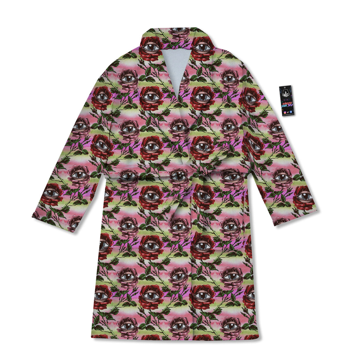Rose Eyeball Print Pattern Bathrobe-grizzshop