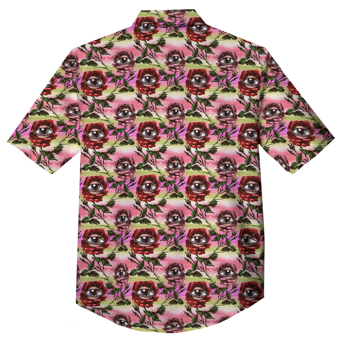 Rose Eyeball Print Pattern Button Up Shirt-grizzshop