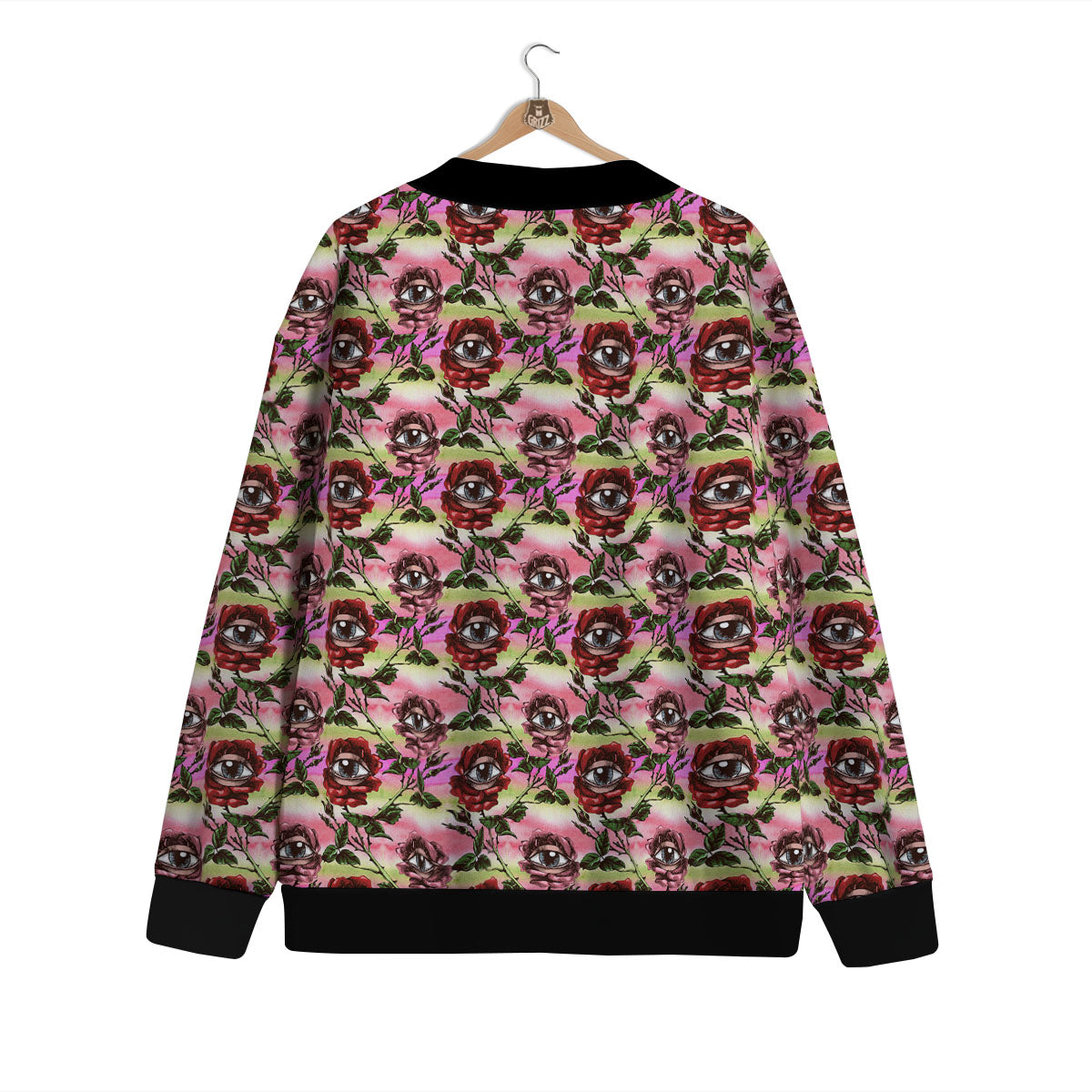 Rose Eyeball Print Pattern Cardigan-grizzshop