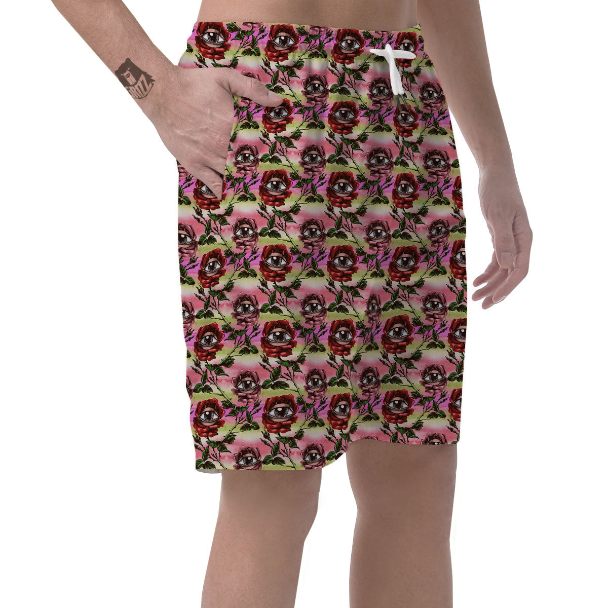 Rose Eyeball Print Pattern Men's Shorts-grizzshop