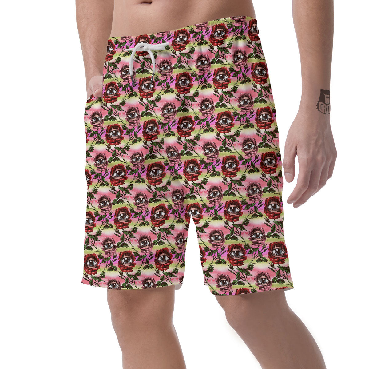 Rose Eyeball Print Pattern Men's Shorts-grizzshop