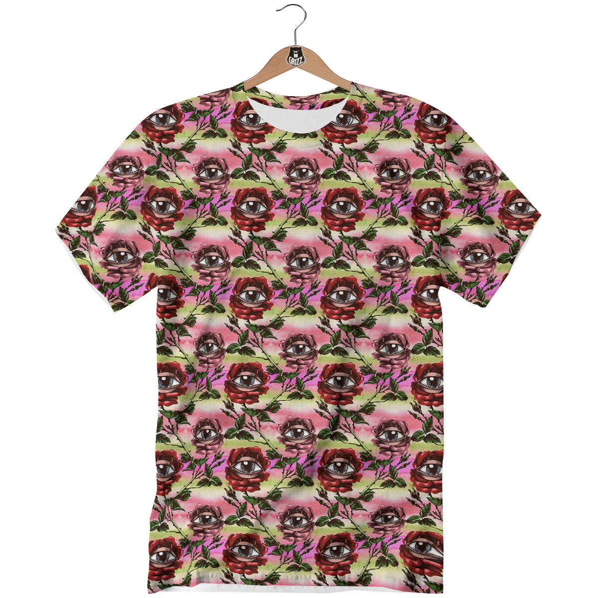 Rose Eyeball Print Pattern T-Shirt-grizzshop
