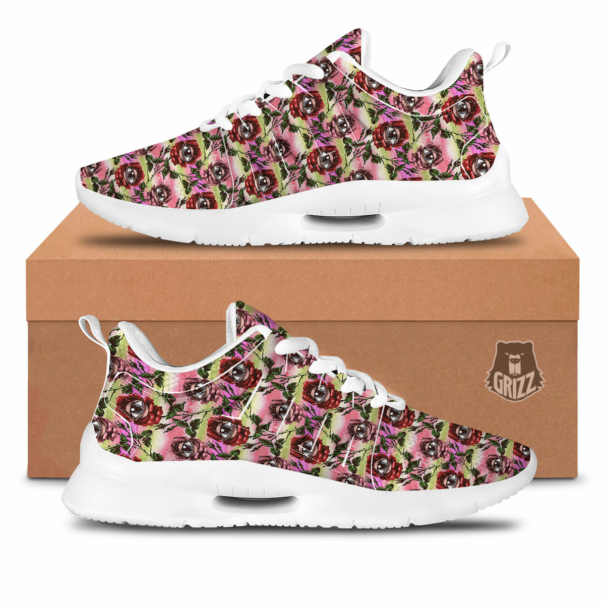 Rose Eyeball Print Pattern Tennis Shoes-grizzshop