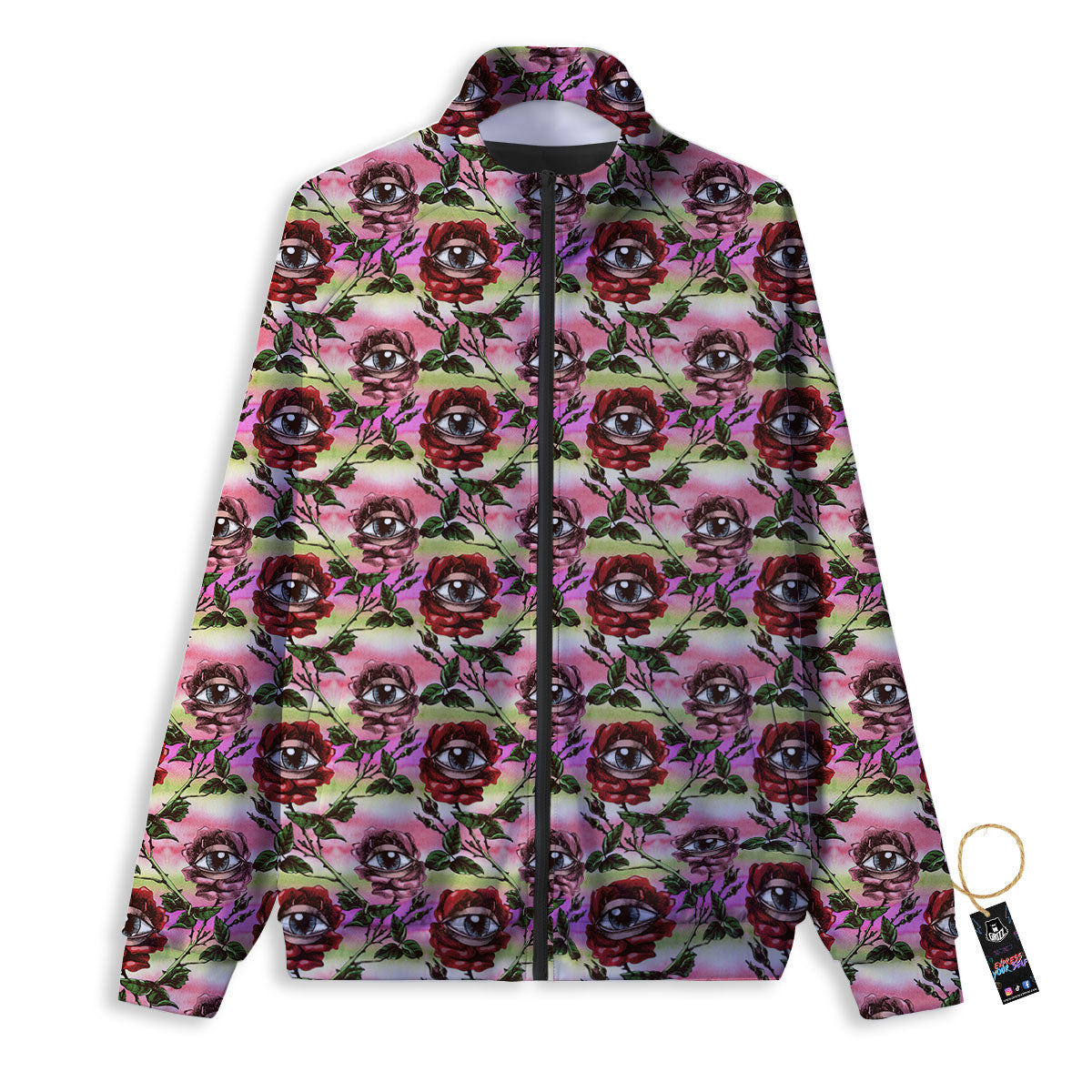 Rose Eyeball Print Pattern Track Jacket-grizzshop